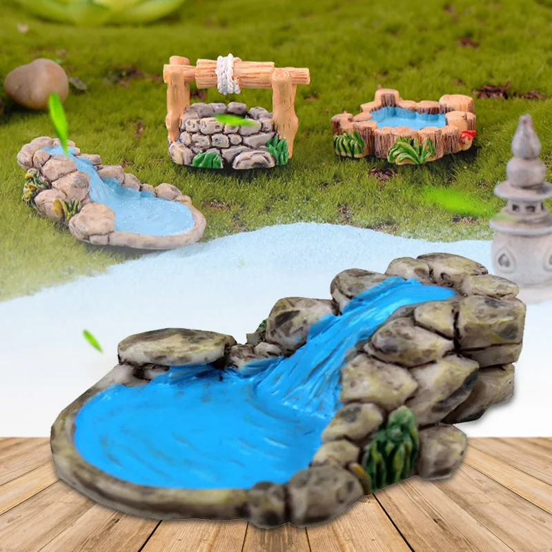 Ремесла игрушки DIY Сад миниатюрные фигурки Красивые Ретро внутренний двор Мини Пейзаж микро пейзаж Смолы Реалистичные бонсай Декор