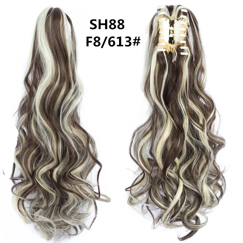 Chorliss, синтетические волосы, шиньон, длинные волнистые, конский хвост, обруч на заколке, волосы для наращивания, волосы для наращивания, ломбер, блонд, конский хвост, серый, черный - Цвет: SH88  F8 613