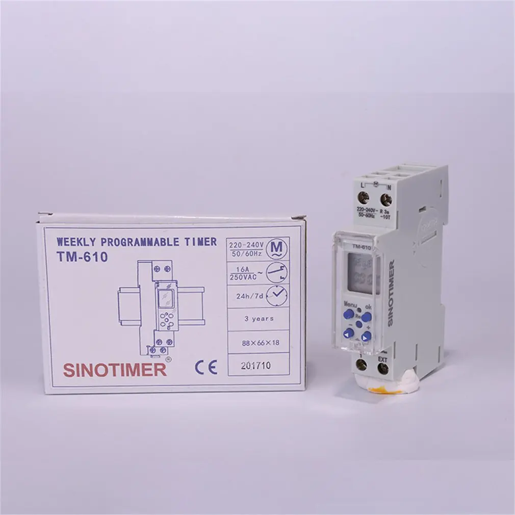 SINOTIMER 220 В/110 В TM610 1P 18 мм одиночный модуль din-рейка ЖК цифровой 7 дней 24 часа программируемый таймер