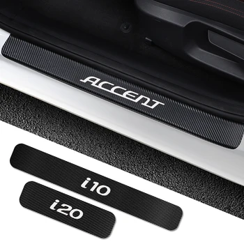 

For Hyundai ACCENT CRETA EON EQUUS i10 i20 i40 IONIQ IX25 IX55 KONA Auto Accessories 4PCS Car Sill Stickers Carbon Fiber Decal