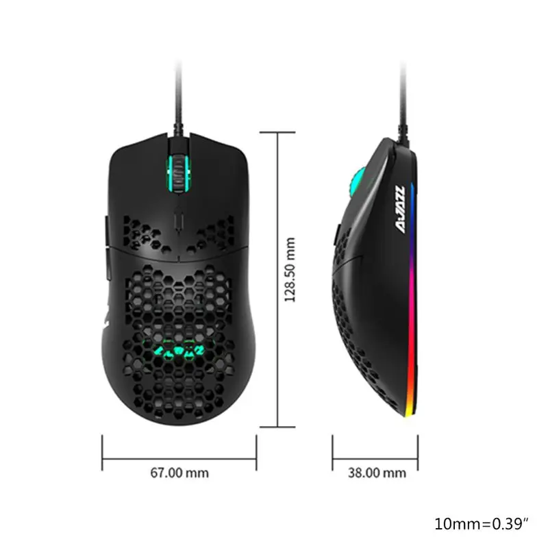 Aj390 peso leve com fio mouse oco-para