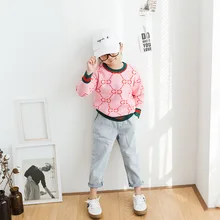 Осенне-зимняя новая стильная универсальная рубашка в Корейском стиле из ангорской шерсти для крупных детей Детский свитер и бархатная вязаная рубашка для девочек