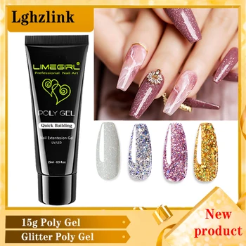 

15ML Acrylic Powder Polygel Nail Acrylic poly gel Crystal UV LED Builder Gel Tips Enhancement Slip Solution Quick Extension Gel