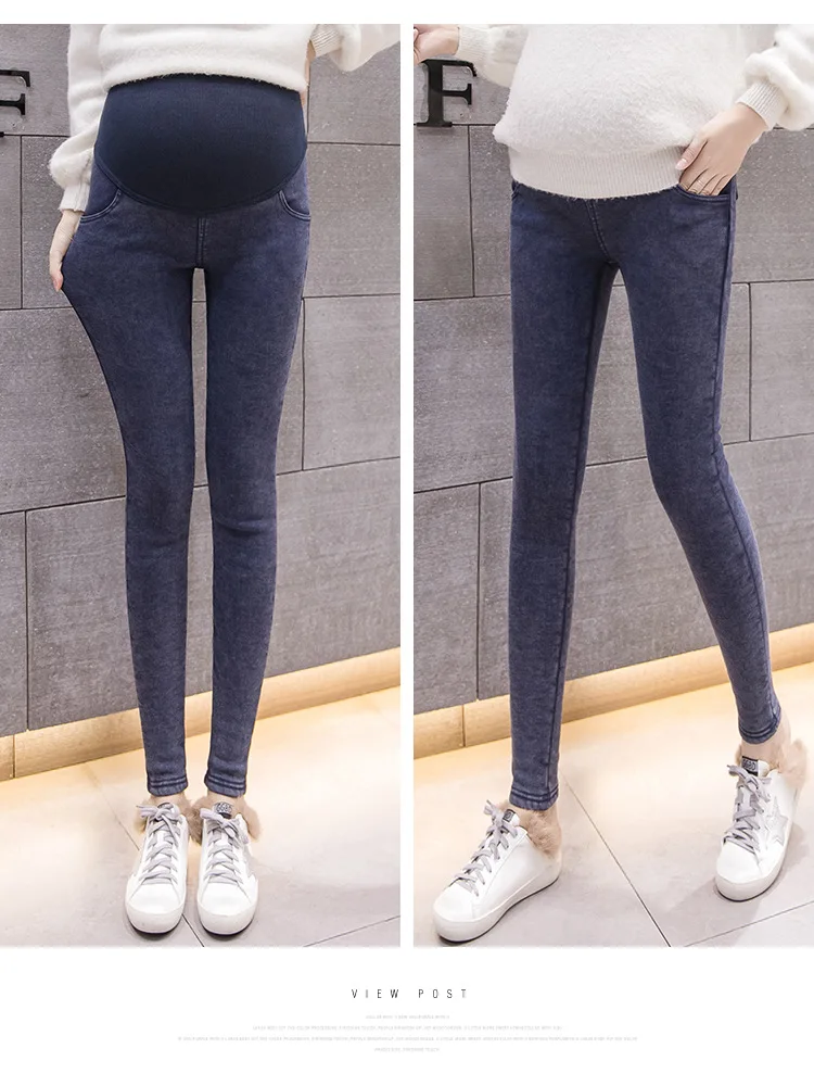 Зимняя утепленная одежда для беременных; брюки с высокой талией; теплые брюки для будущих мам; джинсы