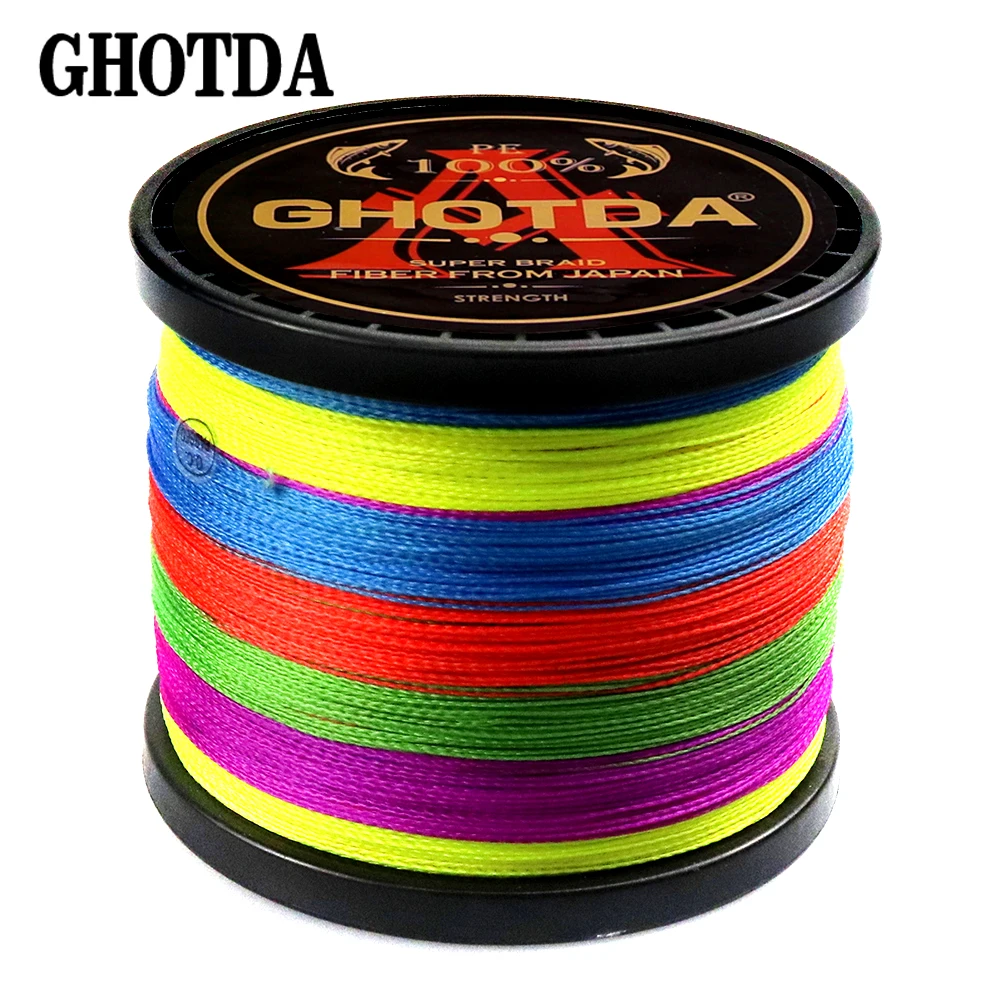 GHOTDA плетеная рыболовная леска 8 нитей 4 пряди 1000 м 500 300 PE пресноводная/соленая вода