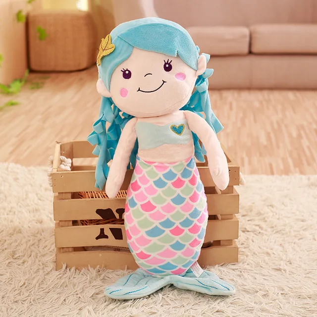 60cm Original Long Hair Princess Princess Belle Lovely Kid Pretty Fish Plush Doll Beautiful Nice Mermaid Soft Toy