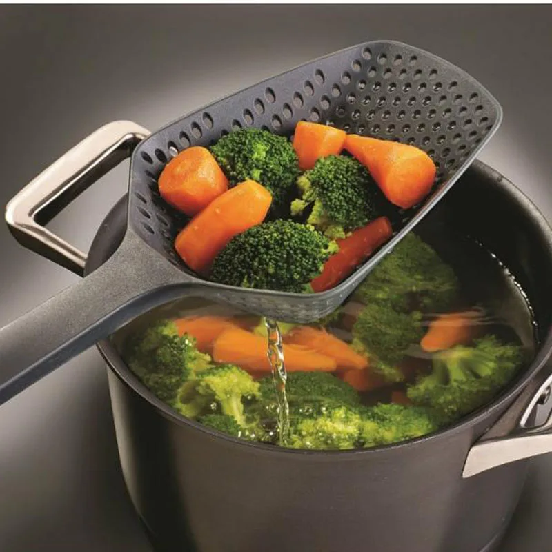 

1Pcs Cooking Shovels Vegetable Strainer Scoop Nylon Non-stick Pan Spoon Large Colander Soup Filter Kitchen Tools Hot Sale