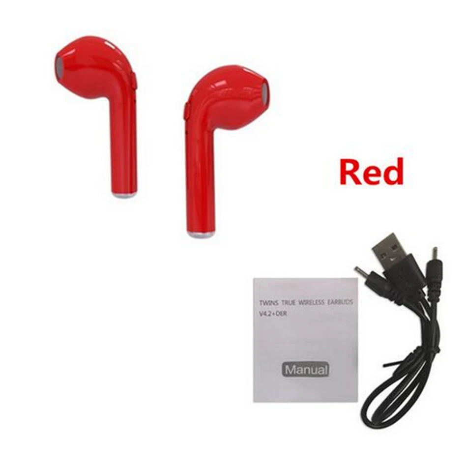 KEPHE i7s TWS i9 Мини беспроводные Bluetooth наушники, стерео наушники, гарнитура с зарядным устройством, микрофон для всех смартфонов iPhone samsung - Цвет: Red