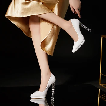 

Super High Thin Patent Leather Pointed Toe Party womens shoes high heel black ladies bridal shoes wedding shoes luxury off white