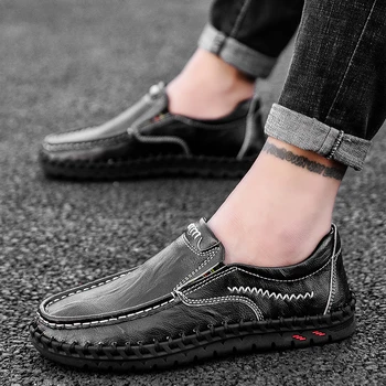 

Plus size 38-48 New Men genuine Leather Loafers Fashion Party shoes business leisure man shoes Comfortable Men's white Footwear