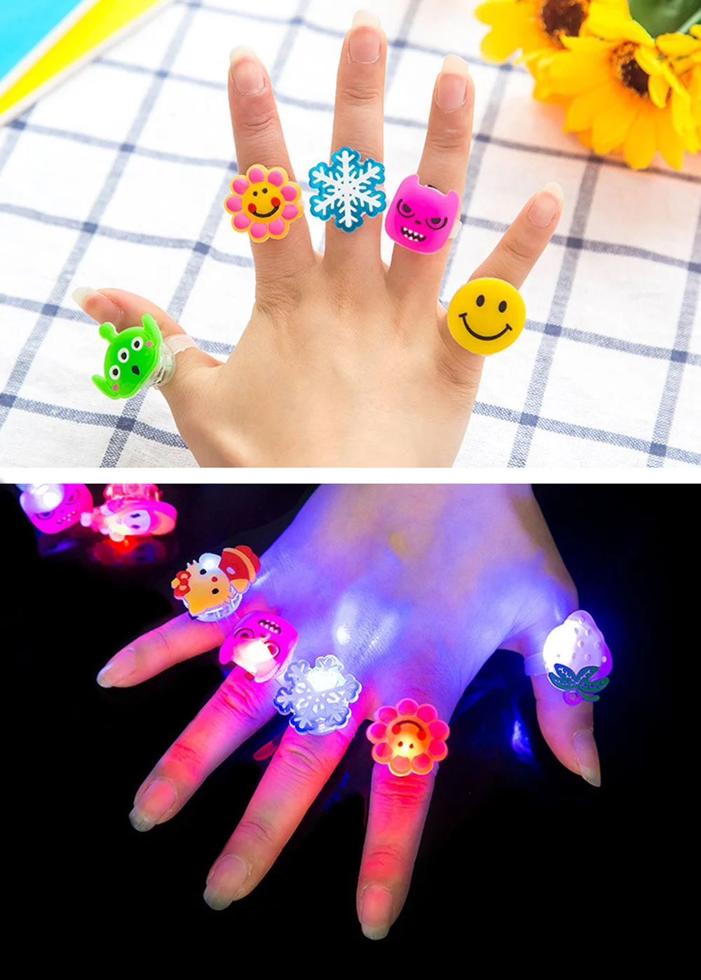 5pc/set Luminous Rings Stars Shine In The Dark Children's Toys Flash LED Cartoon Lights Glow In The Dark Toys for Kids Toys E