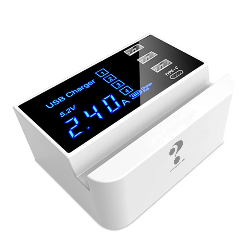 3 ports and 1 Type c Подставка для телефона 4 порта USB зарядное устройство быстрозарядная станция концентратор умный рабочий стол разъём адаптера питания для телефона планшета Xiaomi samsung S9 - Тип штекера: 3 ports and 1 Type c