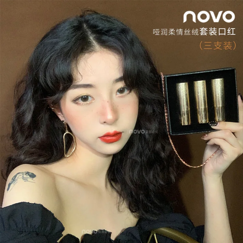 

3pcs Lipstick Set Velvet Matte Glitter Moisturizing Long Lasting Waterproof Sexy Lipstick Beauty Cosmetic
