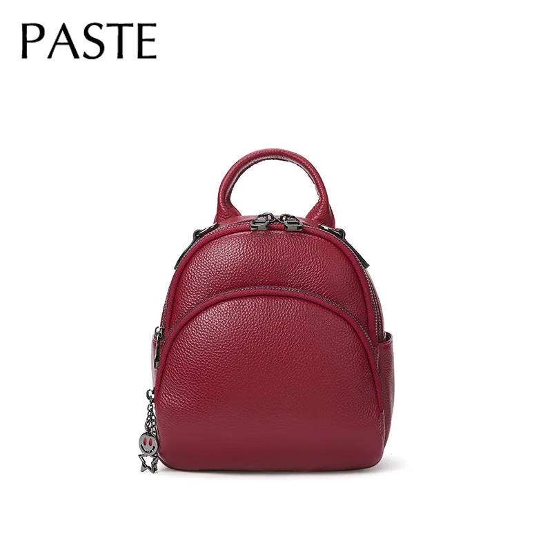 Small Backpack Female 100%Real-Leather Shoulder-Bag Multifunction Teenage-Gril School