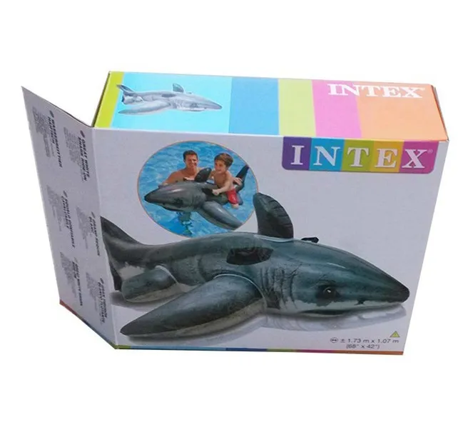 INTEX-57525 большая белая акула езда Дети надувная игрушка вода пляжная игрушка