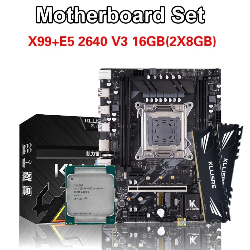 Kllisre X99 motherboard combo kit set Xeon E5 2640 V3 LGA 2011-3 CPU 2pcs X 8GB =16GB 2666MHz DDR4 memory | Компьютеры и офис