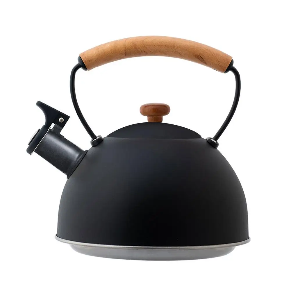 Stainless Steel Whistle Teapot Whistling Teapot With Wooden Handle