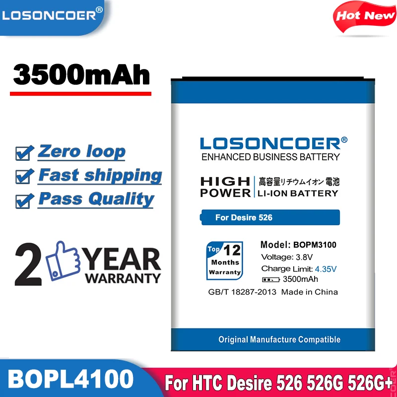 Высококачественный аккумулятор LOSONCOER 3500 мАч BOPL4100 BOPM3100 для телефона HTC Desire 526 526G +