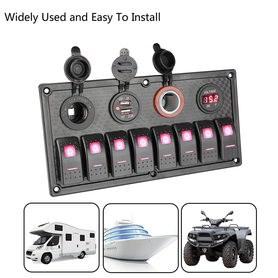 24V 12V pannello interruttore 4 pulsanti Auto luce Toggle caricatore USB 3.0 adattatore di alimentazione accessori Auto per barca roulotte RV camion rimorchio  34