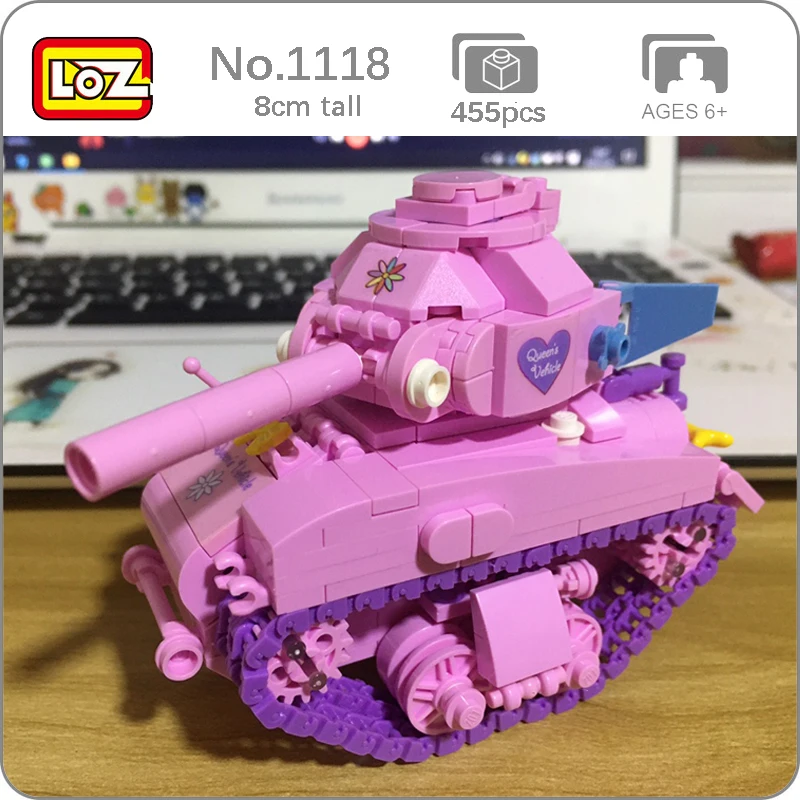 

LOZ Army Military Cute Pink Heart Tank Vehicle Building Block 3D Model Mini Diamond Small Blocks Brick Toy for Children Boy Gift