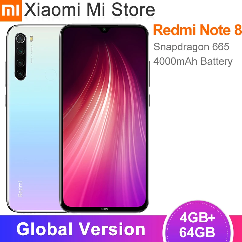 Глобальная версия Xiaomi Redmi Note 8 4 Гб оперативной памяти 64 встроенной 48MP сзади Quad