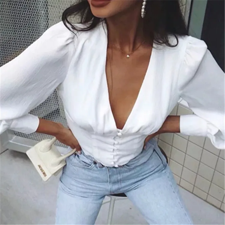 Blouses Woman 2019 V-neck Single-breasted Shirt Women Blouse Women Modis Camisa Femenina Womens Tops and Blouses Blouses Woman 2019 V-neck Single-breasted Shirt Women Blouse Women Modis Camisa Femenina Womens Tops and Blouses