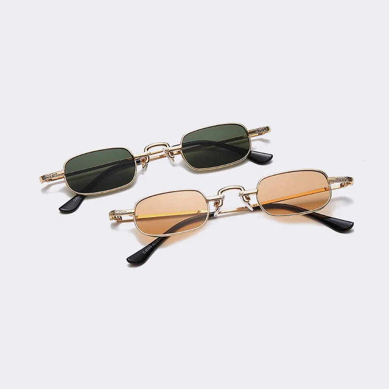 Retro Rectangle Sunglasses Women Brand Designer Small Metal Frame Square  Punk Sun Glasses Men Fashion Vintage Oculos De Sol