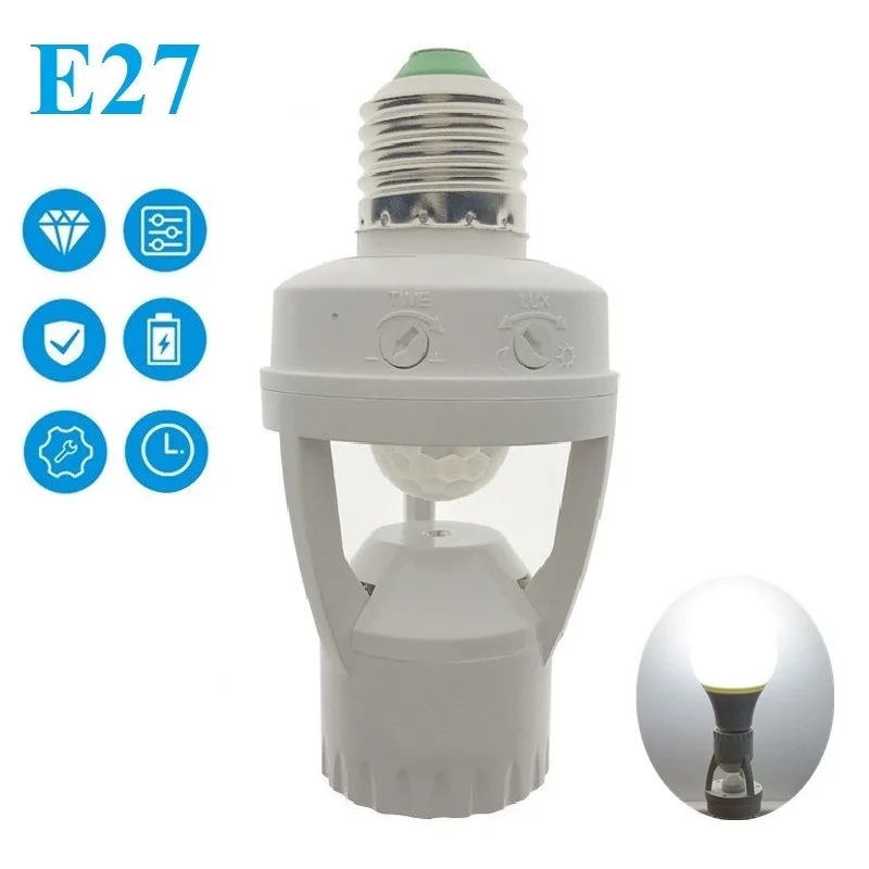 

360° PIR Induction Motion Sensor IR Human Infrared Detector E27 Socket Switch Base Led Bulb Light Sensor Lamp Holder AC100-240V