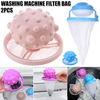 

Hot 2pcs Washing Machine Hair Filter Mesh Filter Bag Hair Removal Device Cleaning Ball Net Pouch Household D6