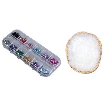 

3000 Pcs Nail Art Gems Mixed Colours Shapes in Case & 1 Pcs Nail Special Color Palette Nail Sticker Display Board