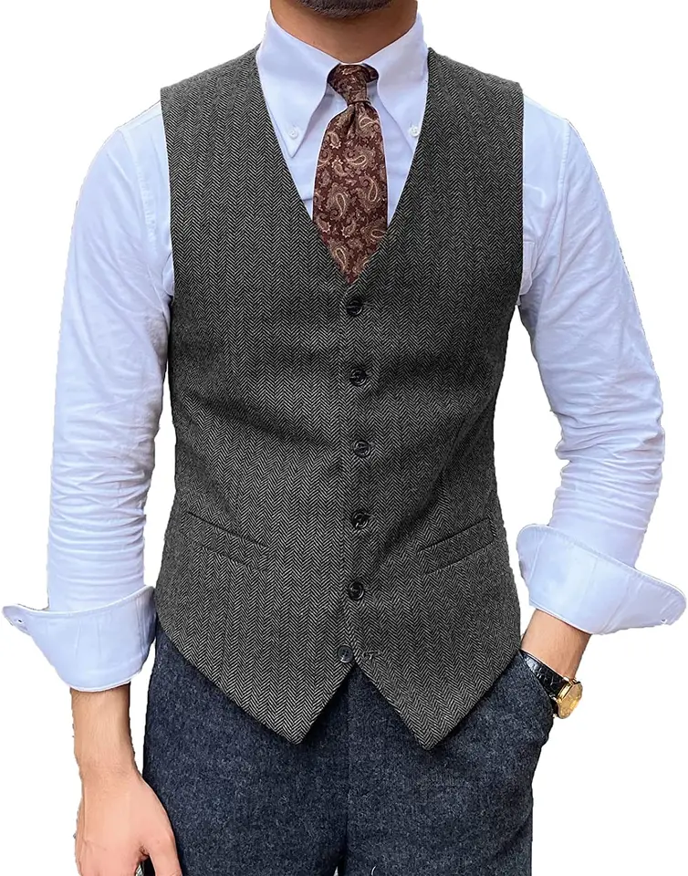 Chaleco de traje para hombre, ropa de negocios ajustada, Retro