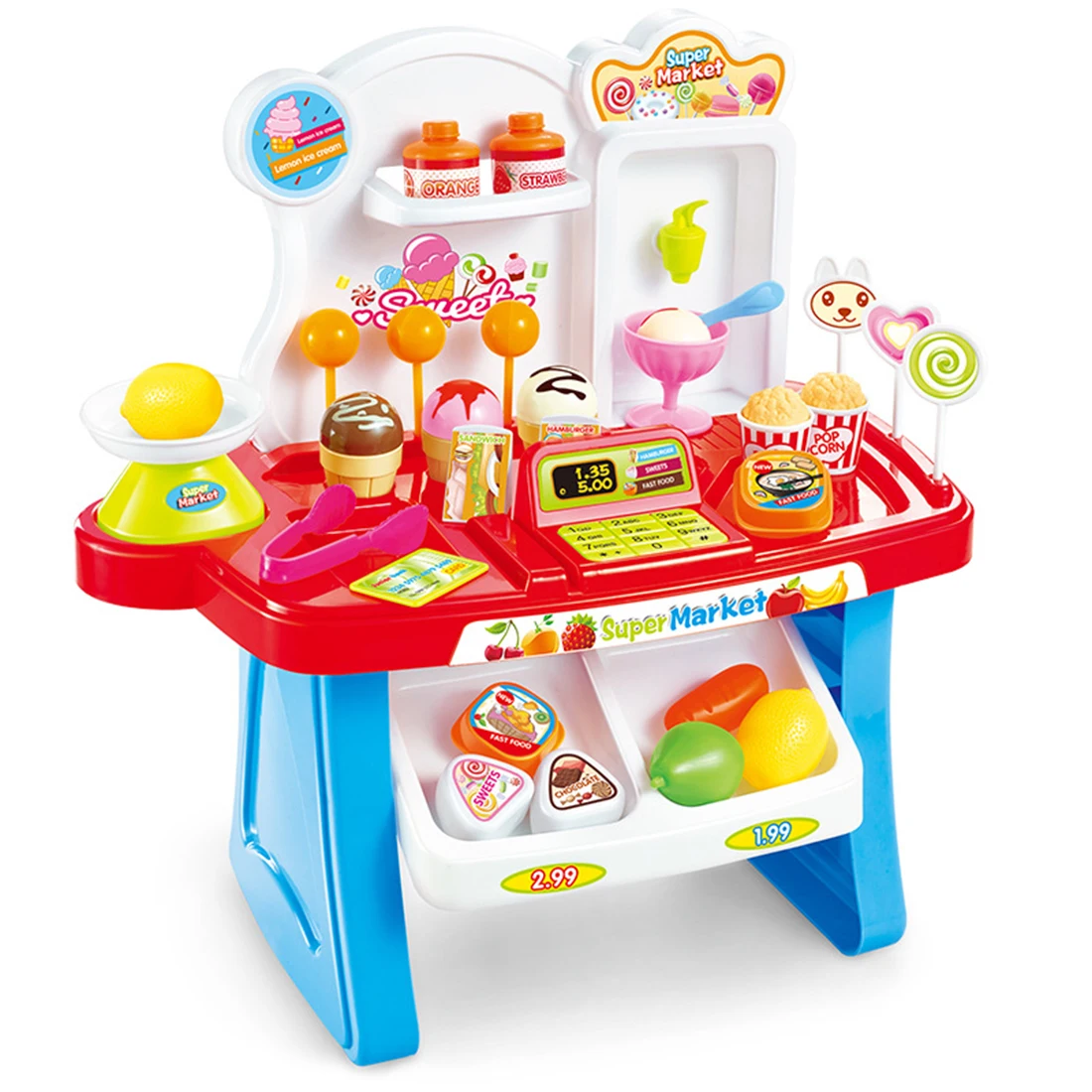 Mini Sweetshop Supermarket Stall Play Set Kids Cashier Till & Shop 668-23 