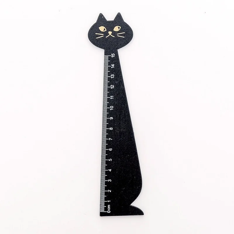 2 Pieces 15cm Cat Straight Ruler Wooden Tools Stationery Cartoon Drawing Gift Korean Office School Kitty Measuring
