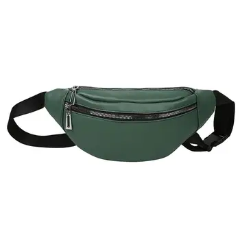 

Unisex Waist Bags Shoulder Crossbody Chest Fashion Double Zipper Bags Leather Joker Simple Personality Trend Temperament H1