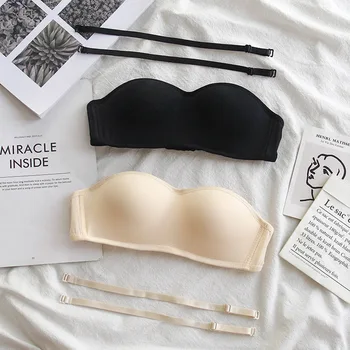 

Womens Push Up Bras Sexy Lingerie Strapless Wedding Underwear Gather Intimates Brassiere Tops