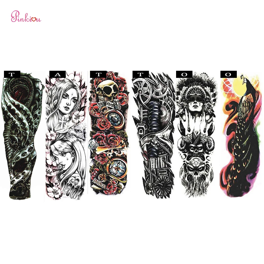 

6pcs 3d Arm Temporary Tattoo Stickers Cool Stuff Waterproof Translated Tattoos Skeleton Armor 3d Tattoo For Man and Woman