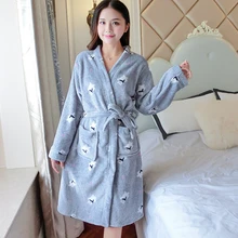 Новинка, Мультяшные плотные ночные рубашки, зимний банный халат, женские пижамы, банный фланелевый теплый халат, одежда для сна, женские халаты, коралловый бархат