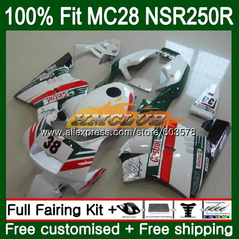 Литья под давлением для HONDA NSR250R 1994 1995 1996 1997 1998 1999 102CL. 21 MC28 NSR250 R RR СМП 250R 94 95 97 98 99 Зеленый Белый обтекатель