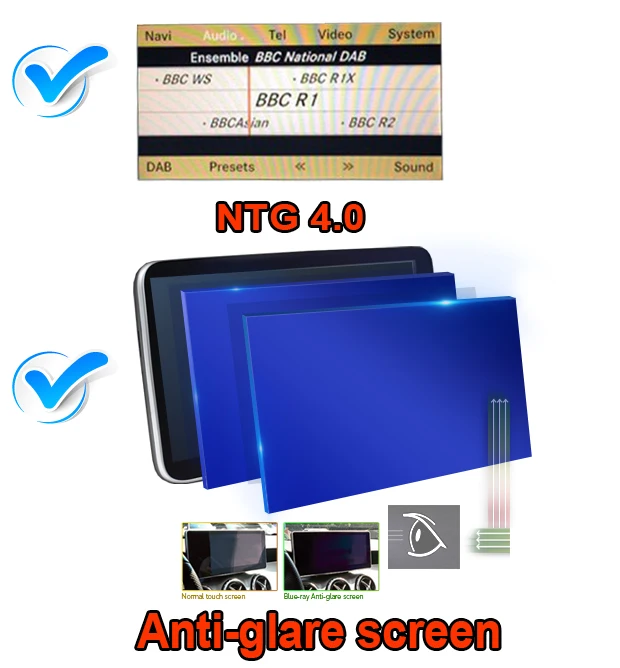 Android 9,0 автомобильный Dvd Navi плеер для Mercedes Benz C Class W204(2008-2010) автомобильный монитор аудио gps стерео Авто все в одном - Цвет: Anti-glare 4.0
