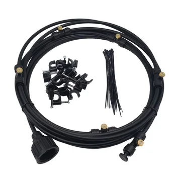 

Misting Cooling System Summer Patio Garden Irrigation Greenhouse With 12V Pump Trampoline Humidify Quick Connect Brass Nozzles