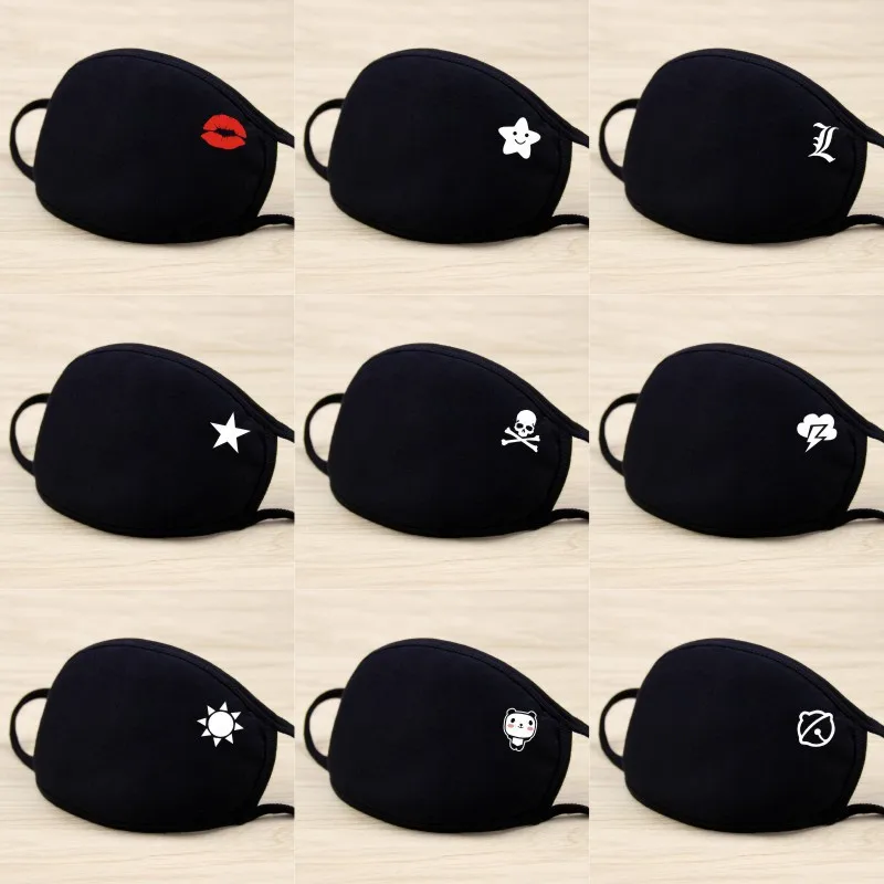 

2020 CUTE Masks Men and Women New Cotton Fashion CAT HEART MOON Cartoon Black Net Red Spring and Summer RidingCotton
