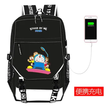 

Classical Anime Doraemon Kawaii Printing Backpack USB Charging Laptop Backpack Mochila Feminina Large Capacity Men Travel Bags