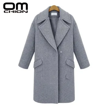 

OMCHION High-End Boutique Solid Color Woolen Coat Women'S Autumn And Winter New Long Section Chic Thick Warm Woolen Coat LJK102