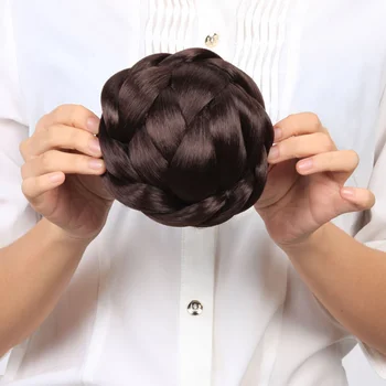 

AOOSOO Womens Lady Chignon Synthetic Updo Hairpiece Clip-In Hair BunS Extension black white women 3 color brown black headwear