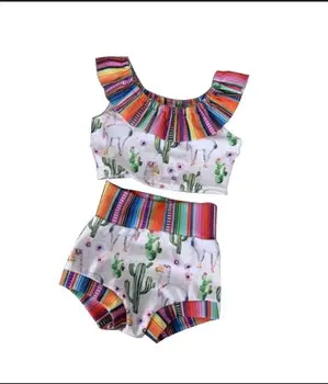 

Hot sell boutique daughter matching little baby girl party clothing swimsuits