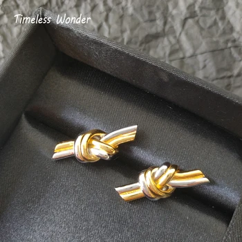 

Timeless Wonder Geo 2 Tone Knot Stud Statement Earrings Women Jewelry Punk Gothic Boho Designer Rare Trendy Ins Top Runway 2547