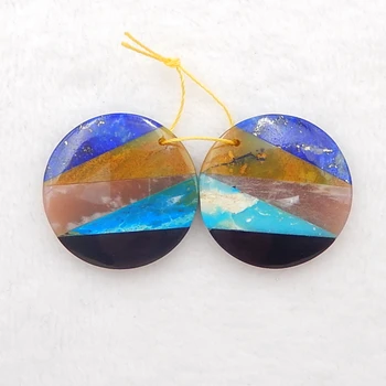 

Natural Gemstone Lapis Lazuli, Yellow OpalSun StoneObsidianBlue Opal Intarsia beads beads for jewelry making 30x5mm15.2g