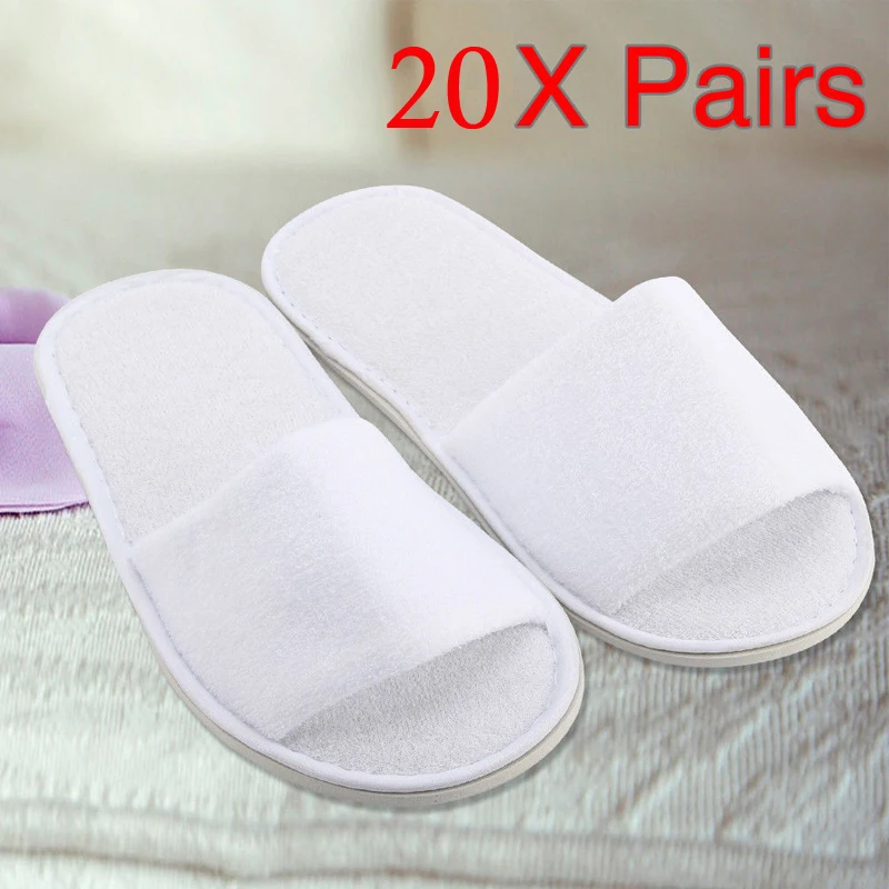 

5/10/20 pair disposable slippers spa hotel guest slippers open toe towel indoor disposable slippers