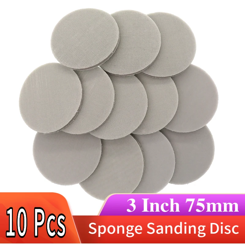 10 PCS 3 Inch 75 mm Flocking Sponge Sanding Disc Sandpaper Hook Loop 320-8000 Grit Polishing & Grinding Abrasive Power Tools