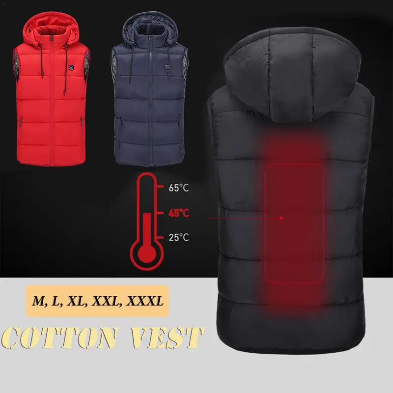Электрический жилет для езды на открытом воздухе, теплая куртка, зарядка через usb, хлопок, умный нагревательный жилет с капюшоном, электрическая хлопковая одежда